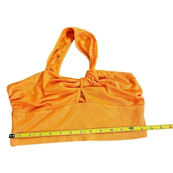 Cider Asymmetrical Halter Cutout Crop Top Women’s size Small (4) Neon Orange - Picture 11 of 12